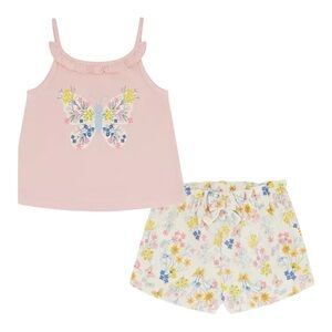 New Kids Headquarters Little Girls Butterfly Terry Shorts Set, 2 Piece Size 5